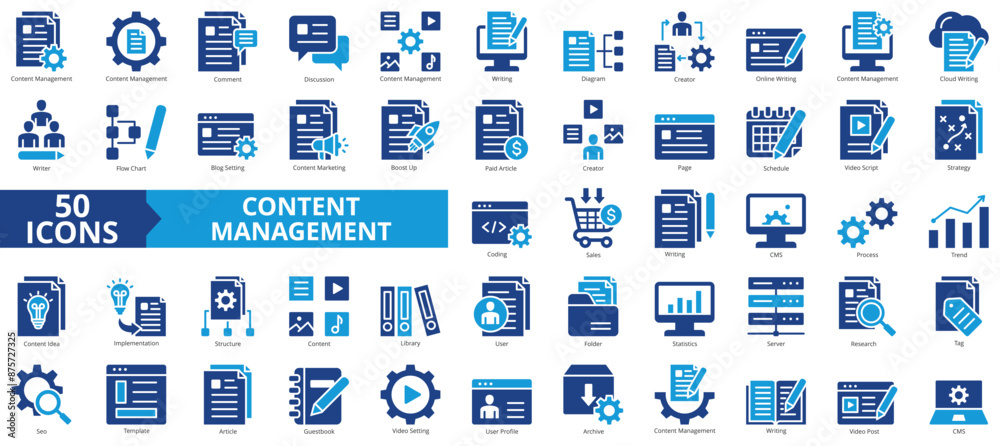 Content management icon collection set. Containing comment, discussion ...