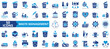 © Uniconlabs - Waste management icon collection set. Containing disposal, landfill, garbage collection, transport, plastic, sorting, contamination icon. Simple flat vector.