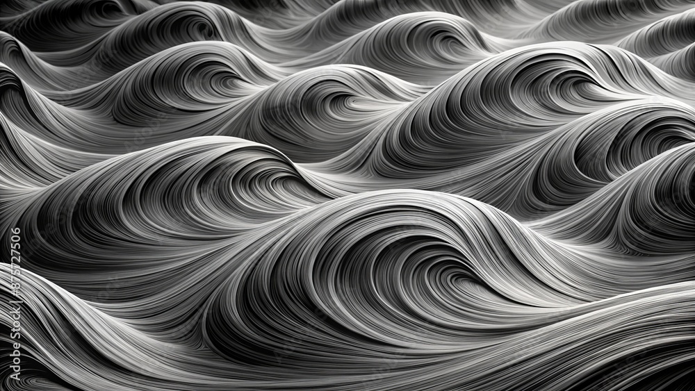 Intricate black and white wave pattern creates mesmerizing abstract ...