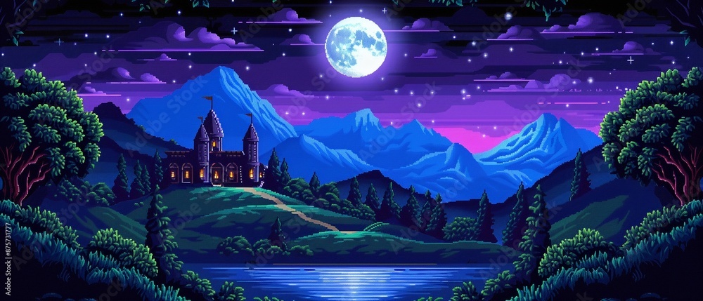 Pixelated Past A historical scene from the past with knights jousting, pixel art, rich ...