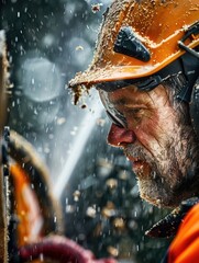 Sticker - Construction worker with hard hat and safety glasses