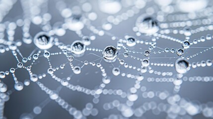 Wall Mural - A close-up of water droplets on a spider web, creating a delicate and intricate texture suitable for sophisticated designs.