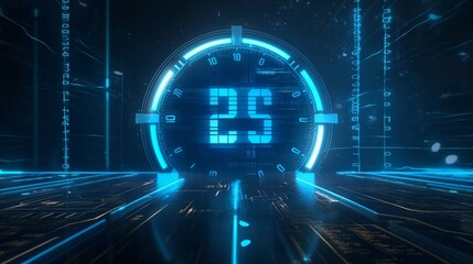 Wall Mural - A countdown timer animation for an event launch webpage, featuring a sleek digital clock that counts down with smooth, visual effects.