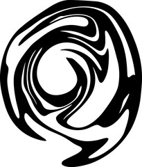 Wall Mural - abstract black liquid spiral. the silhouette of the distorted swirl, liquid paint effect. abstract b