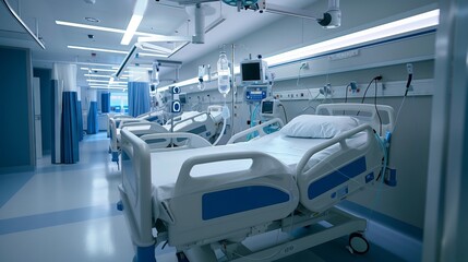 Poster - State-of-the-art hospital room uses advanced equipment and tech for top-notch, efficient patient care.