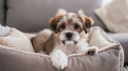 Wall Mural - cut puppy on the pet bed