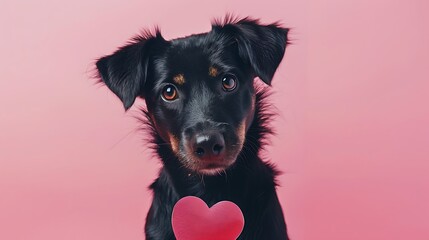 Wall Mural - Dog portrait as valentines day card on pink background