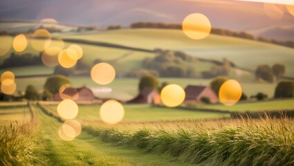 Wall Mural - sunset in the field