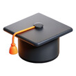 © MS Store - Black graduation cap icon 3d isolated on transparent background