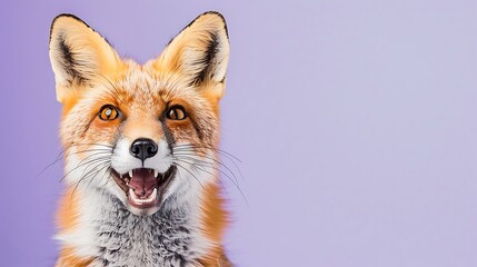 Wall Mural - Red fox vulpes four years old in front of purple background