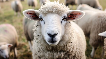 Wall Mural - Sheep on the farm domestic animal sheep