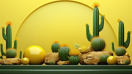 Canvas Print - a yellow wall with a yellow sign that says cactus.