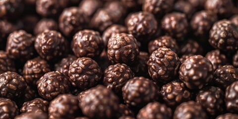 Wall Mural - Breakfast cereal balls in a white dish on a wooden table, close-up.