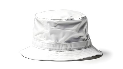 White background with an isolated white bucket hat