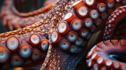 Colorful Tentacles and Suckers of Giant Pacific Octopus