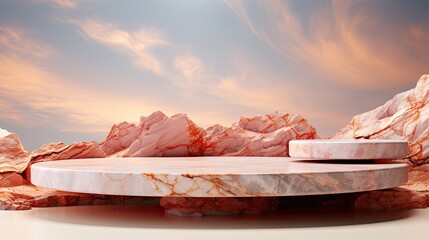 Wall Mural - a marble table with a large stone and a piece of marble on it