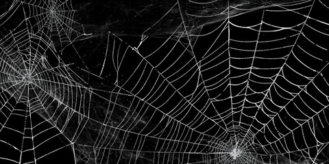 Intricate Spider Web Against a Dark Background