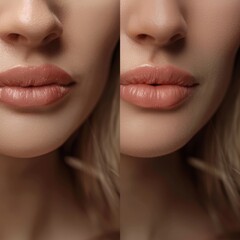 Canvas Print - lip injections with hyaluronic acid, Classic lips, same thickness top and bottom, pre-treatment natural and delicate look