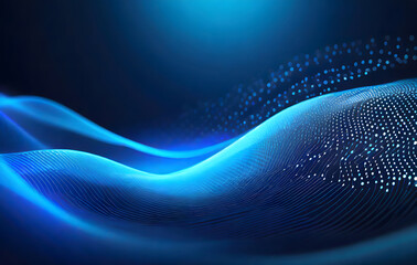 beautiful abstract wave technology background with blue light digital effect corporate conce. Generative AI.