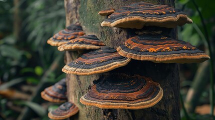 Wall Mural - a mushroom growing on a tree trunk