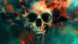 © Steven - Artistic depiction of a skull with vibrant colors and abstract patterns, creating a dramatic and surreal effect