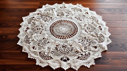 Poster - lace doily with intricate designs showcases exceptional craftsmanship and elegance, adding vintage c