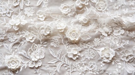 Poster - Lace fabric with intricate floral patterns adds elegance and sophistication to any garment or decor project.