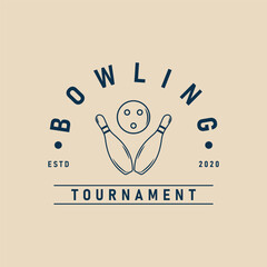 Wall Mural - bowling line art logo minimalist, pin bowling icon logo vector illustration design