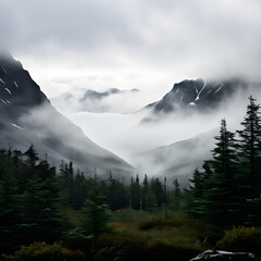 Wall Mural - clouds over the mountains