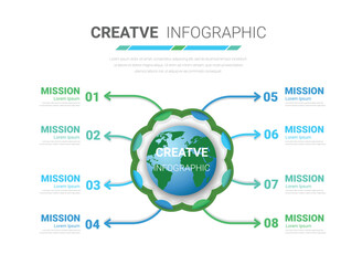 Wall Mural - Circle Infographic thin line design and 8 options or steps. Infographics for business concept. Can be used for presentations banner, workflow layout, process diagram, flow chart.