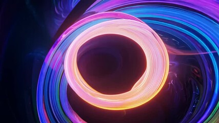 Wall Mural - hypnotic neon glow rings on a cosmic background