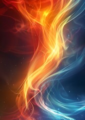 Sticker - Abstract Artistic Cosmic Fire and Ice Background