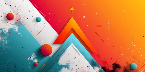 Leinwandbilder - Abstract background with geometric shapes in vibrant,triangles, and hexagons, forming a clean abstract background.Abstract Festive Geometric Fusion