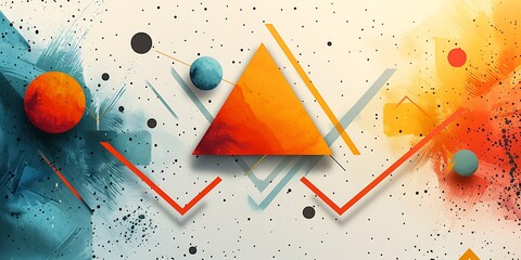 Leinwandbilder - Abstract background with geometric shapes in vibrant,triangles, and hexagons, forming a clean abstract background.Abstract Festive Geometric Fusion