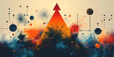 Leinwandbilder - Abstract background with geometric shapes in vibrant,triangles, and hexagons, forming a clean abstract background.Abstract Festive Geometric Fusion