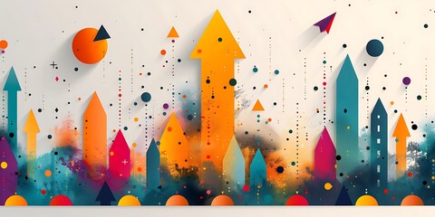 Leinwandbilder - Abstract background with geometric shapes in vibrant,triangles, and hexagons, forming a clean abstract background.Abstract Festive Geometric Fusion