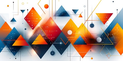 Leinwandbilder - Abstract background with geometric shapes in vibrant,triangles, and hexagons, forming a clean abstract background.Abstract Festive Geometric Fusion