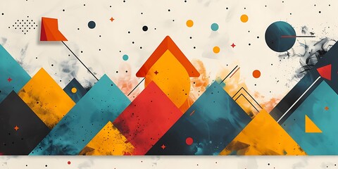 Leinwandbilder - Abstract background with geometric shapes in vibrant,triangles, and hexagons, forming a clean abstract background.Abstract Festive Geometric Fusion