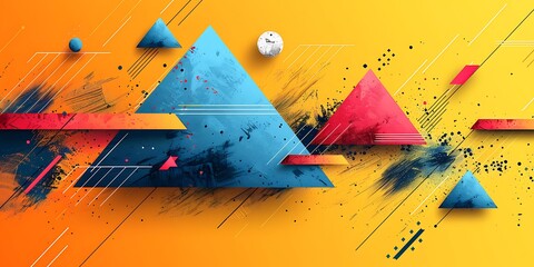 Leinwandbilder - Abstract background with geometric shapes in vibrant,triangles, and hexagons, forming a clean abstract background.Abstract Festive Geometric Fusion