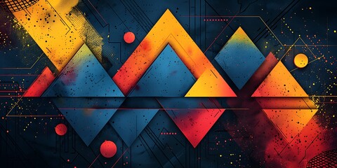 Leinwandbilder - Abstract background with geometric shapes in vibrant,triangles, and hexagons, forming a clean abstract background.Abstract Festive Geometric Fusion