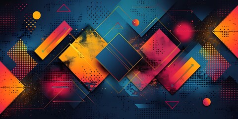 Leinwandbilder - Abstract background with geometric shapes in vibrant,triangles, and hexagons, forming a clean abstract background.Abstract Festive Geometric Fusion