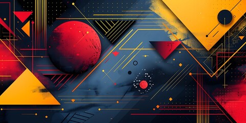 Leinwandbilder - Abstract background with geometric shapes in vibrant,triangles, and hexagons, forming a clean abstract background.Abstract Festive Geometric Fusion