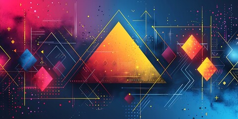 Leinwandbilder - Abstract background with geometric shapes in vibrant,triangles, and hexagons, forming a clean abstract background.Abstract Festive Geometric Fusion
