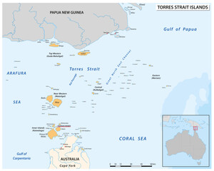 Wall Mural - Map of the Australian Torres Strait Islands