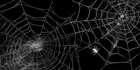 Wall Mural - Intricate Spider Web on a Dark Background