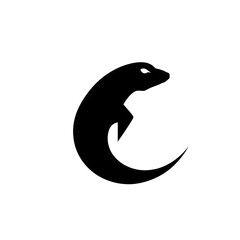 Wall Mural - illustration logo of minimalist outline of a monitor lizard