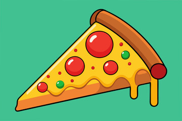 Sticker - Delicious italian pizza slice vector