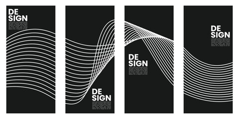 Poster - Abstract stripes art wave line background set design. Vector illustration
