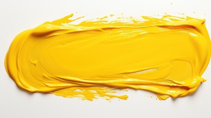 Wall Mural - Abstract Yellow Paint Stroke on White Background