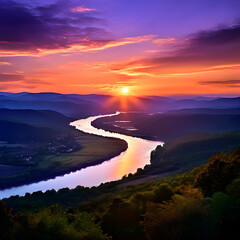 Wall Mural - sunset in the mountains